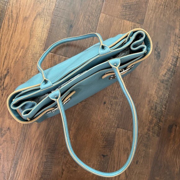 COLE HAAN teal blue textured leather purse, NWOT - Picture 5 of 16